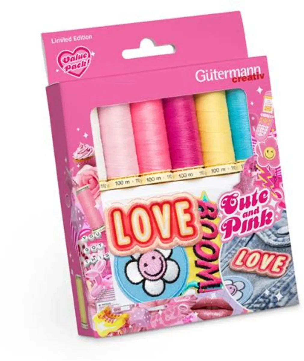 Gutermann Cute and Pink Naaigarenset 100m - 9 Stuks - Roze