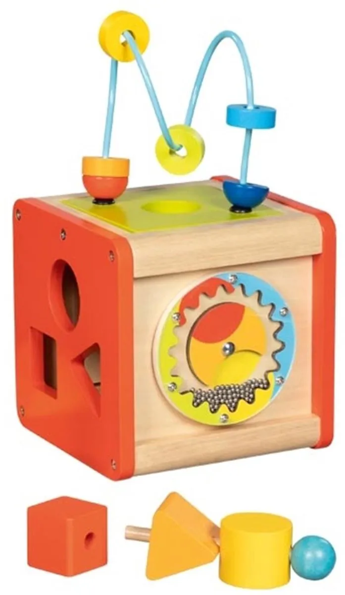 Goki Activiteitenkubus 14x14x24cm - Hout & Metaal - Multi - afbeelding 6 van 6