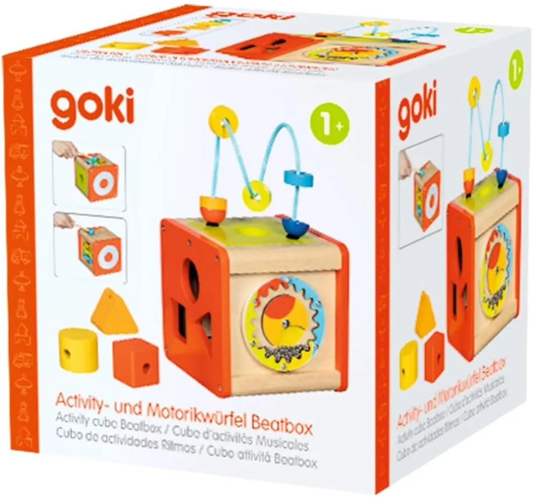Goki Activiteitenkubus 14x14x24cm - Hout & Metaal - Multi