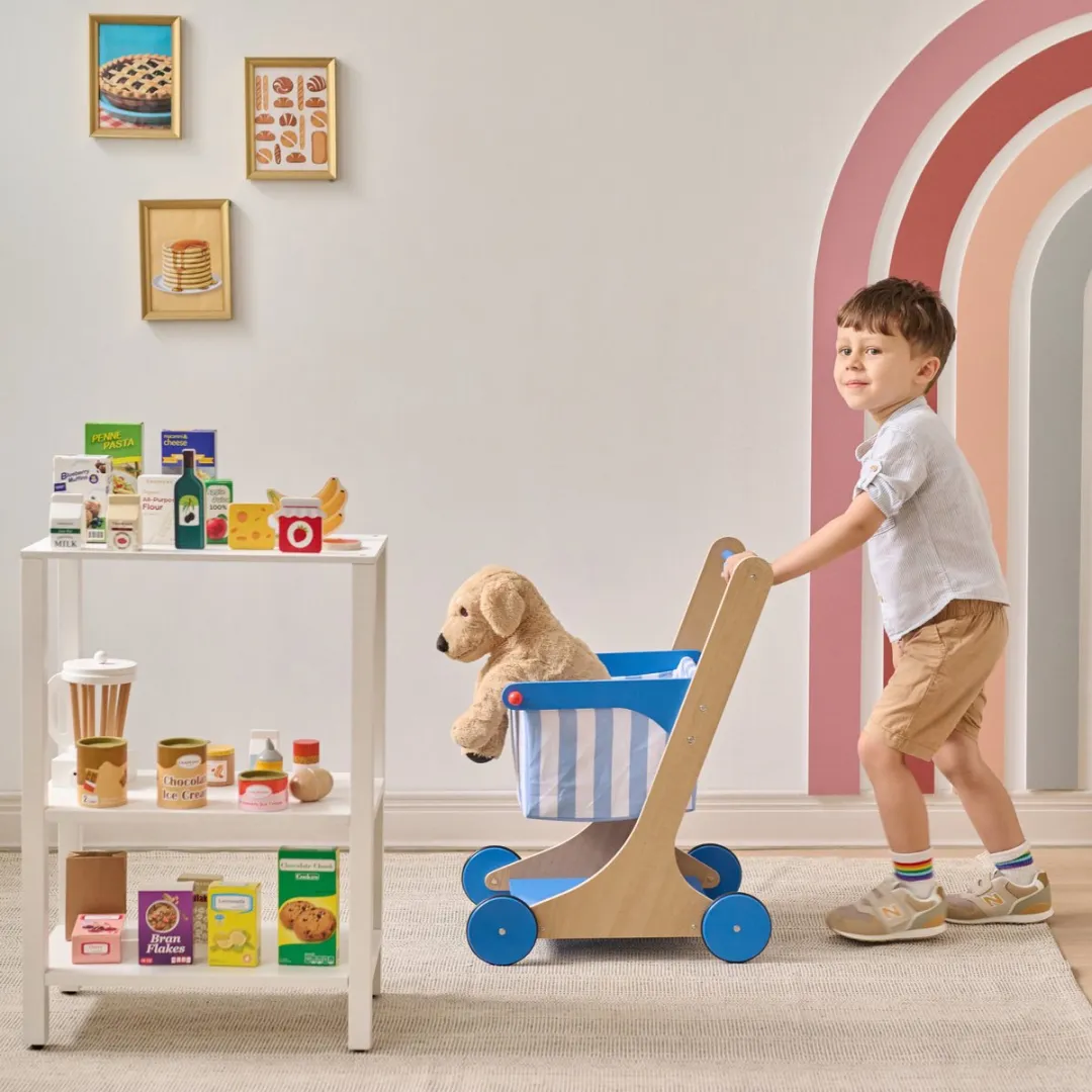 Teamson Kids Houten Winkelwagen Speelgoed - Blauw