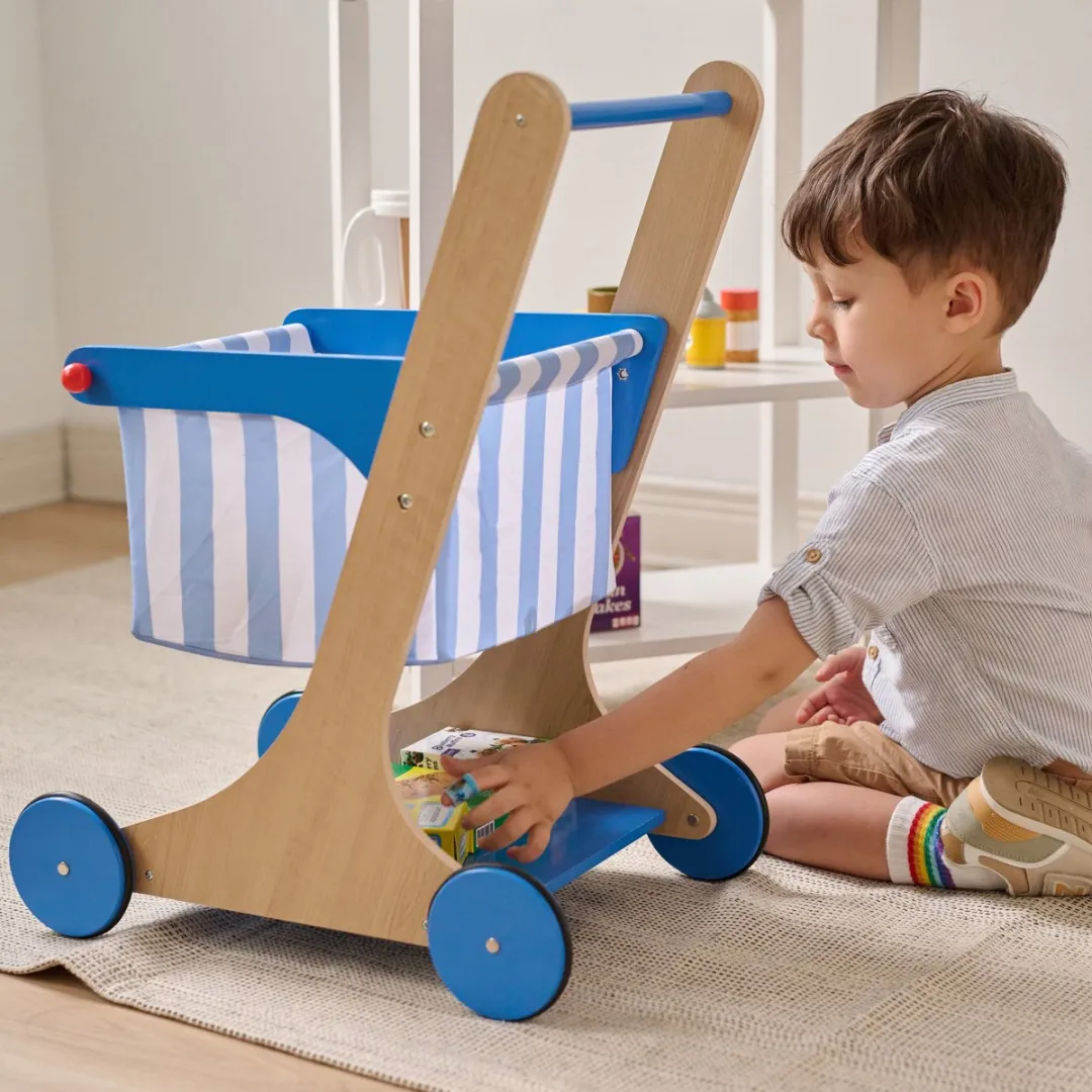Teamson Kids Houten Winkelwagen Speelgoed - Blauw
