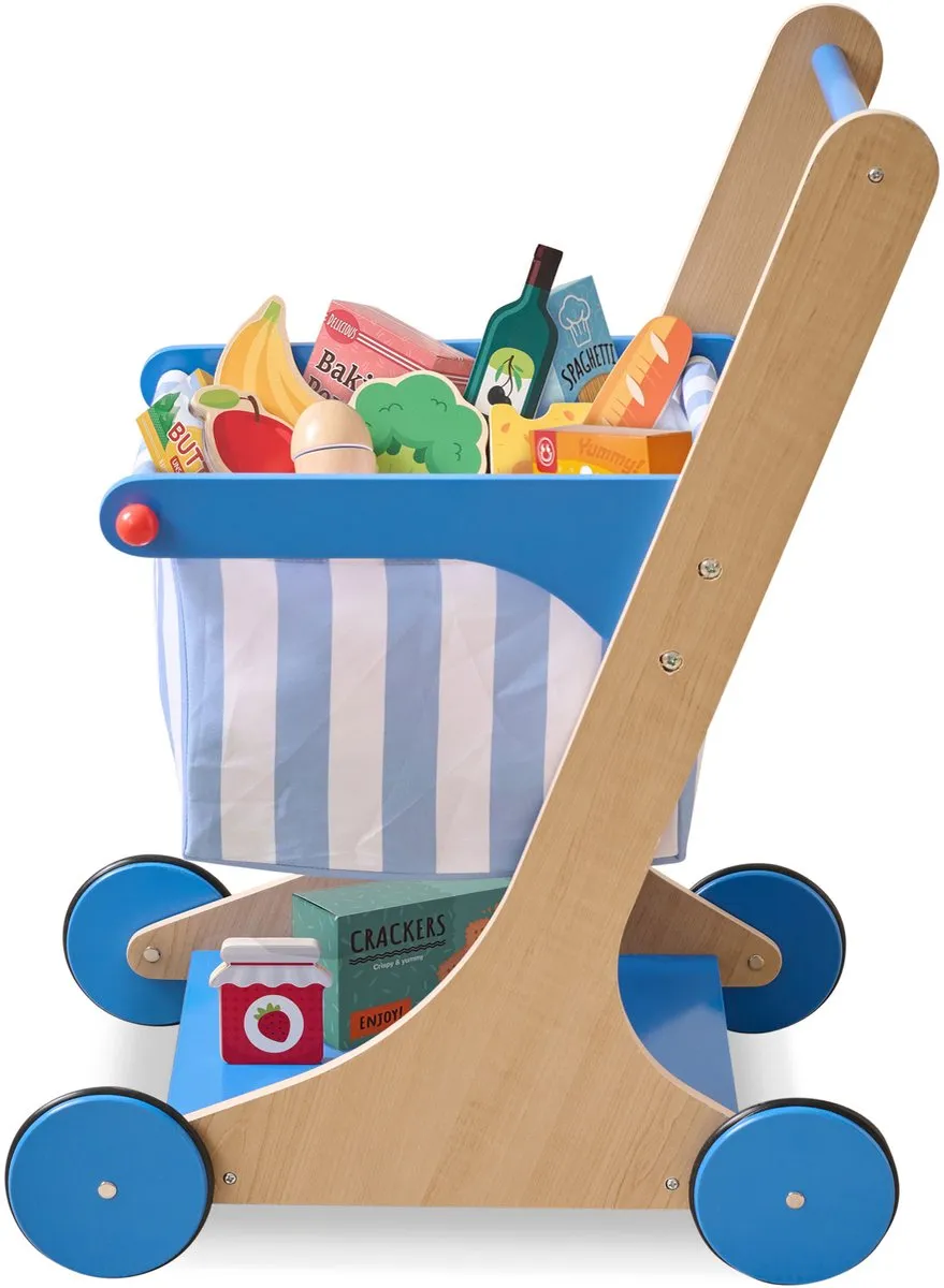 Teamson Kids Houten Winkelwagen Speelgoed - Blauw - afbeelding 6 van 6