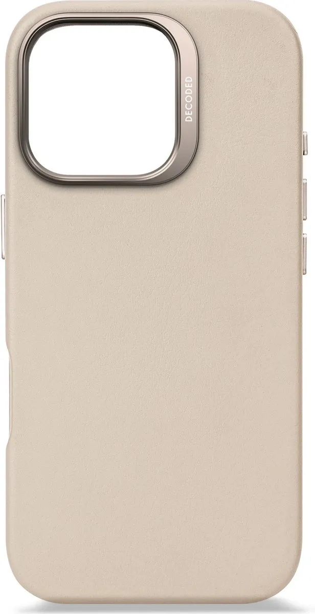 DECODED Leren Hoesje Geschikt voor iPhone 16 Pro - Gemaakt van Premium ECCO Leer - Geschikt voor MagSafe - Clay Beige