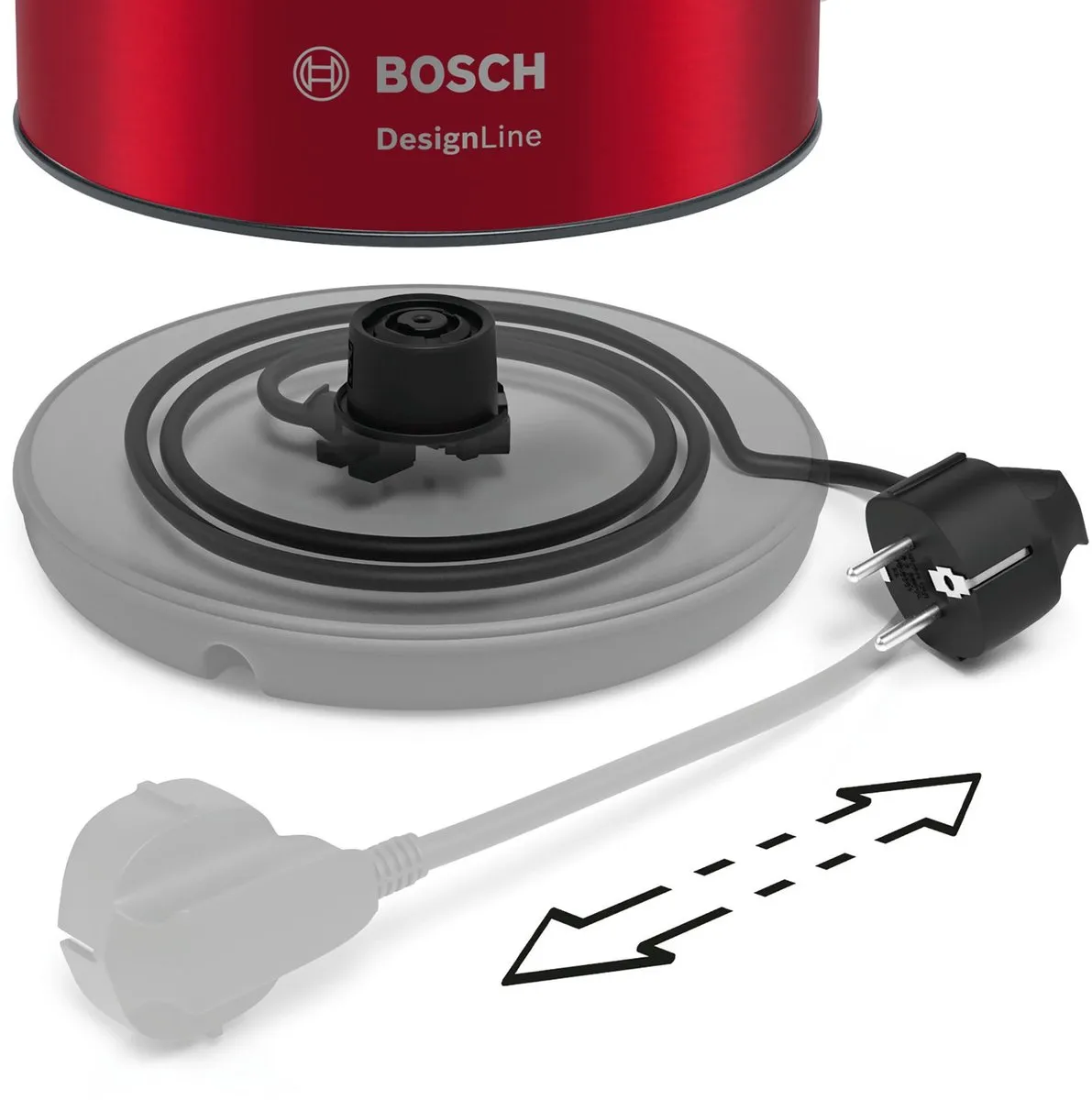 Bosch TWK3P424 Waterkoker 1.7L 2400W - Rood/Zwart