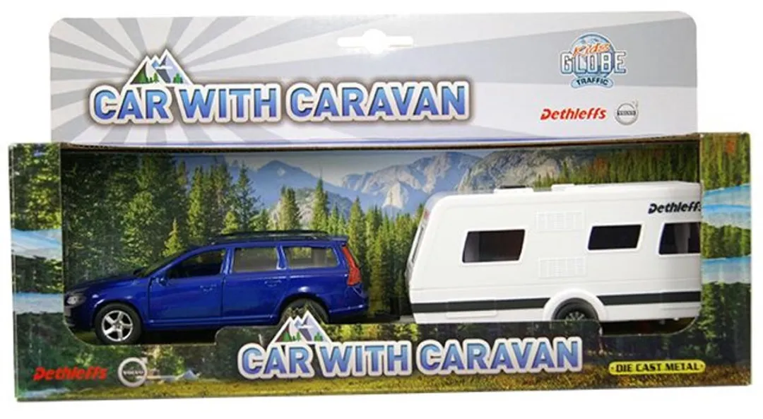 Kids Globe Volvo V70 Dethleffs Caravan Blauw 520217