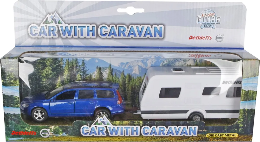 Kids Globe Volvo V70 Dethleffs Caravan Blauw 520217