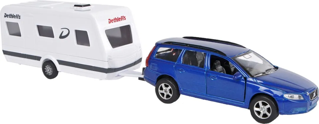 Kids Globe Volvo V70 Dethleffs Caravan Blauw 520217