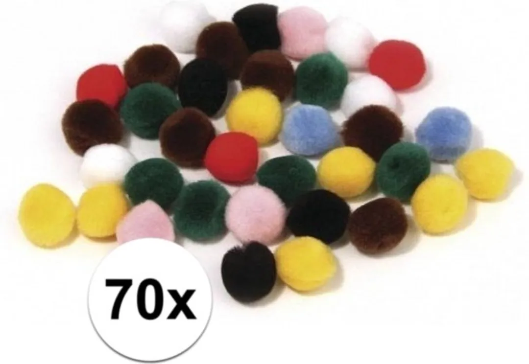 Rayher Knutsel Pompons 25mm - 70 Stuks - Kleurenmix