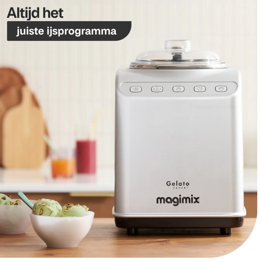 Magimix Gelato Expert 11680NL IJsmachine - 4 Programma's - Zilver/Transparant
