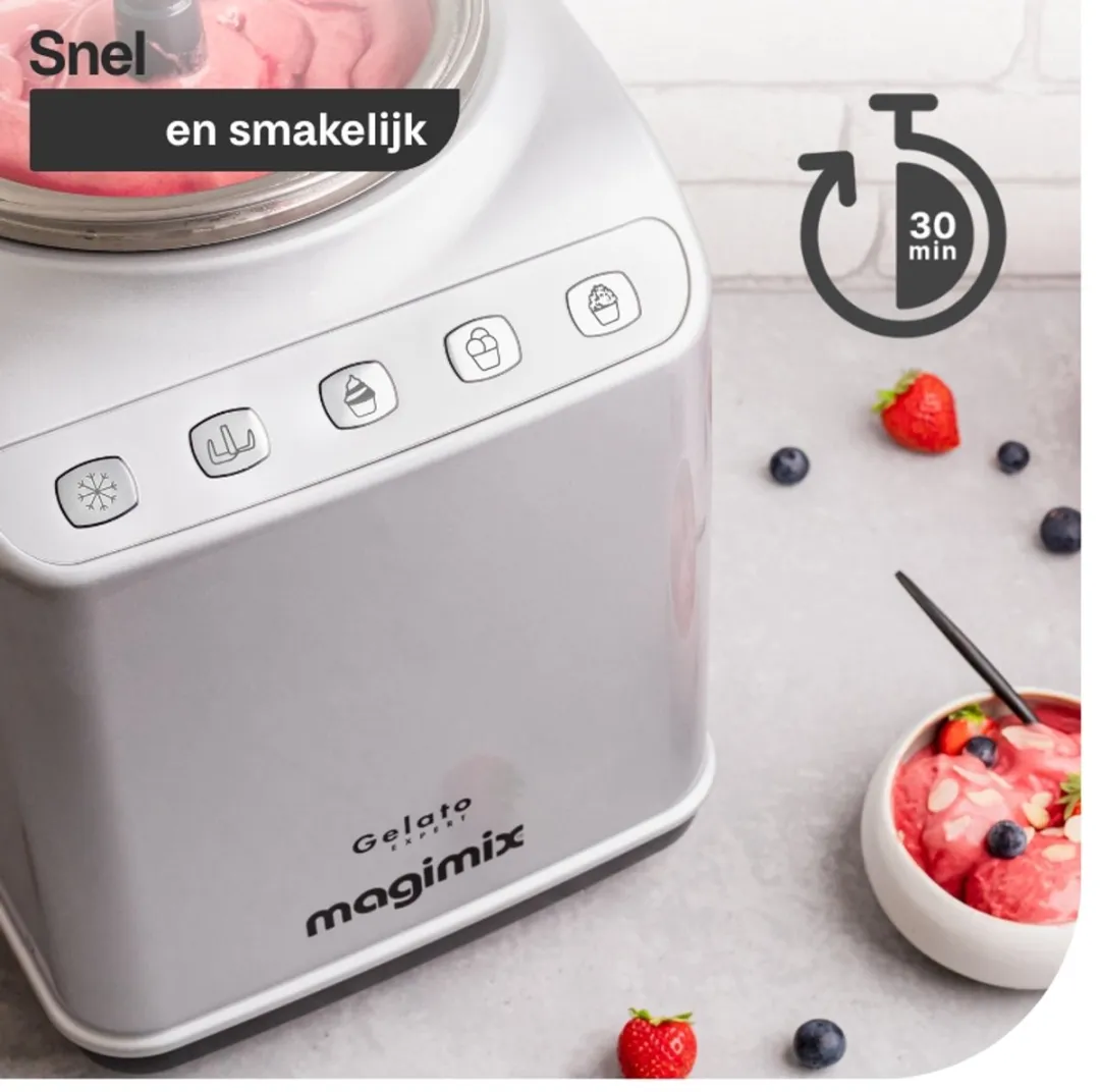 Magimix Gelato Expert 11680NL IJsmachine - 4 Programma's - Zilver/Transparant