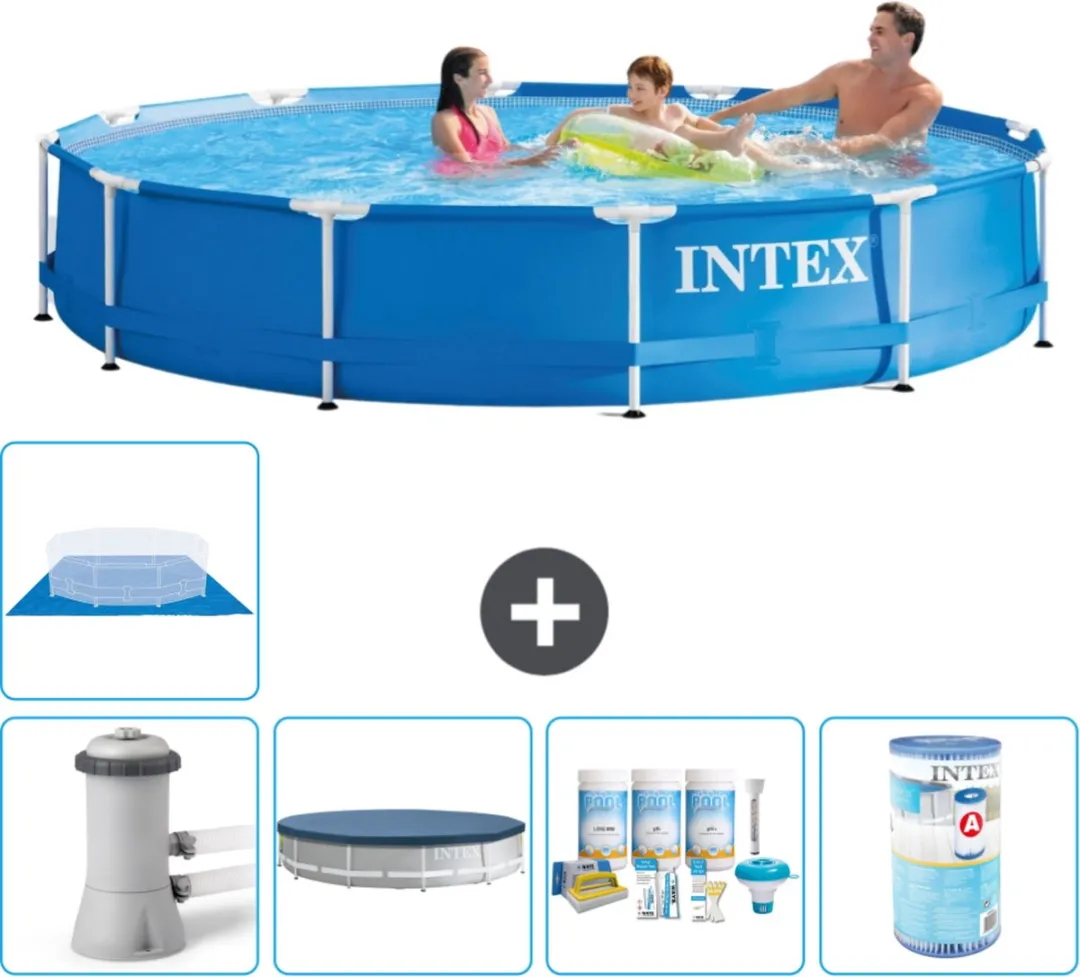 Intex 28212GN-Blauw Rond Frame Zwembad 366x76cm