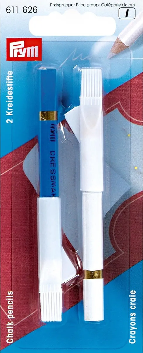 Prym Krijtpotloden 2 Stuks - Wit/Blauw