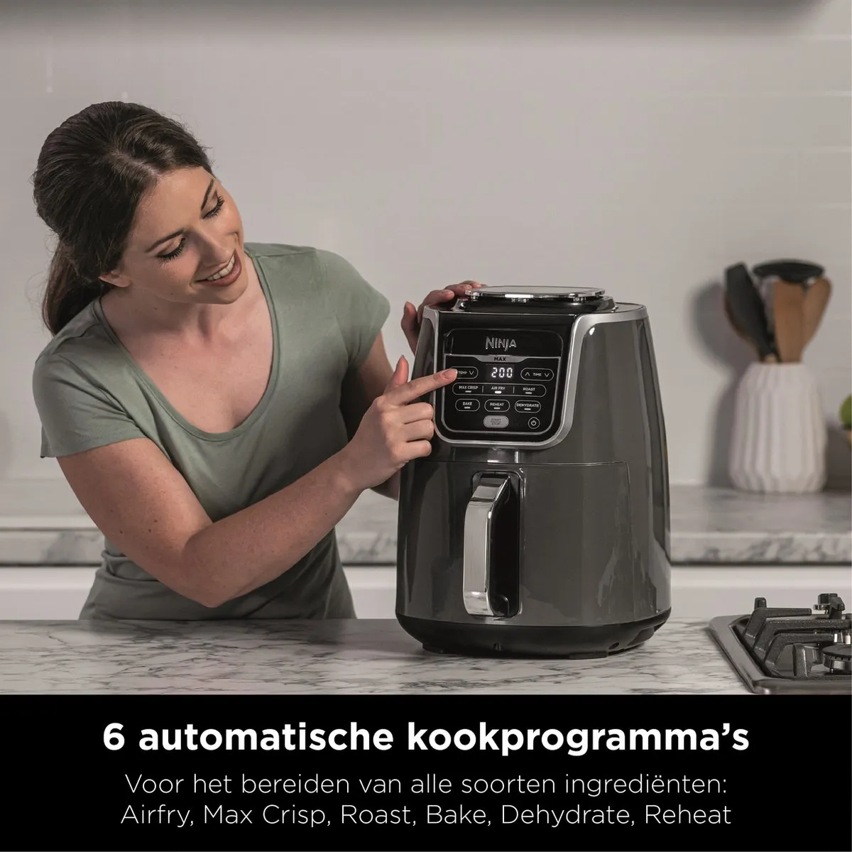 Ninja AF160EU - Multifunctionele Hetelucht Friteuse - 5,2 liter - Grijs/Zwart