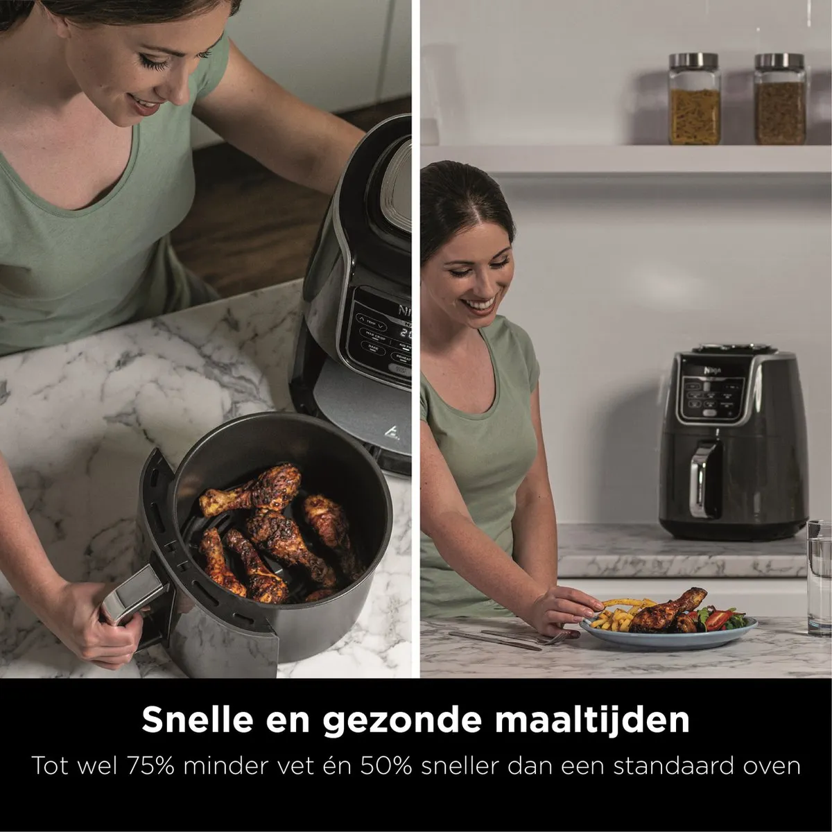 Ninja AF160EU - Multifunctionele Hetelucht Friteuse - 5,2 liter - Grijs/Zwart