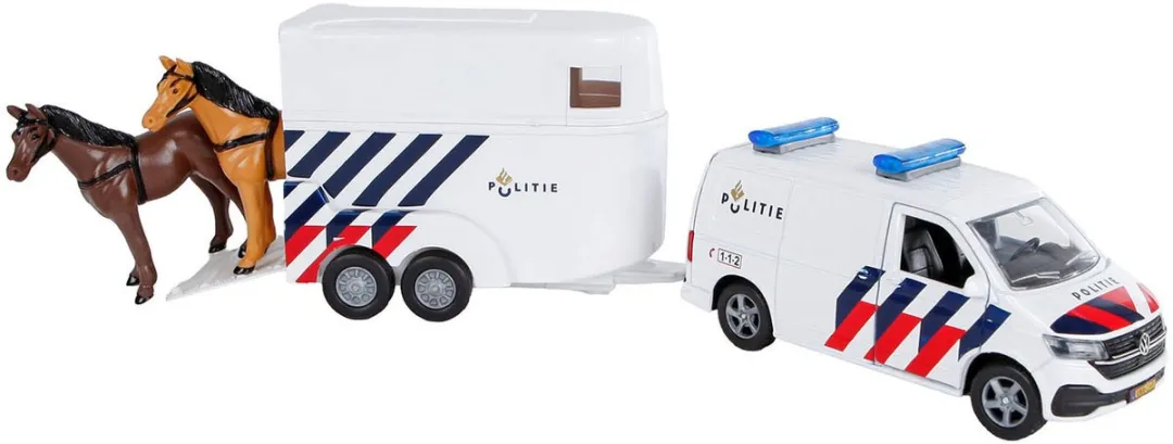 Kids Globe VW Transporter Politie met Paardentrailer Wit