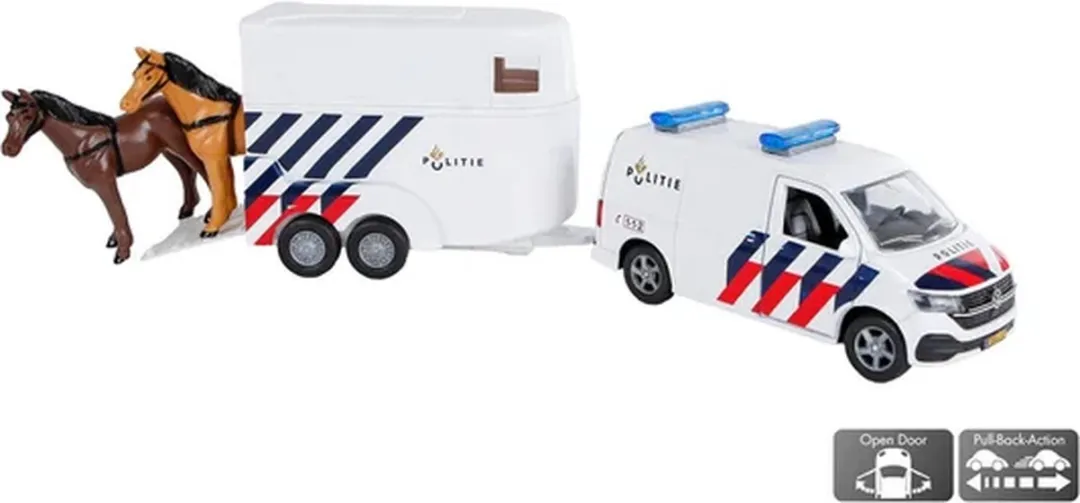 Kids Globe VW Transporter Politie met Paardentrailer Wit - MPN 520323