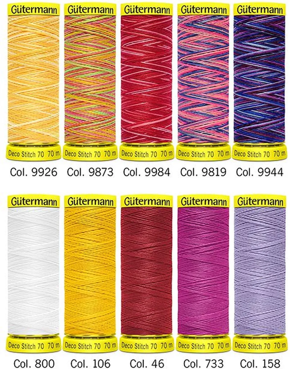 Gutermann Deco Stitch Naaigaren - 10 Kleuren - 10 Stuks