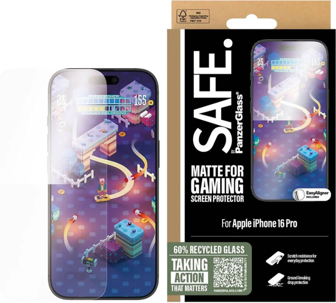 PanzerGlass SAFE Gaming Screenprotector iPhone 16 Pro - Ultra Wide Fit