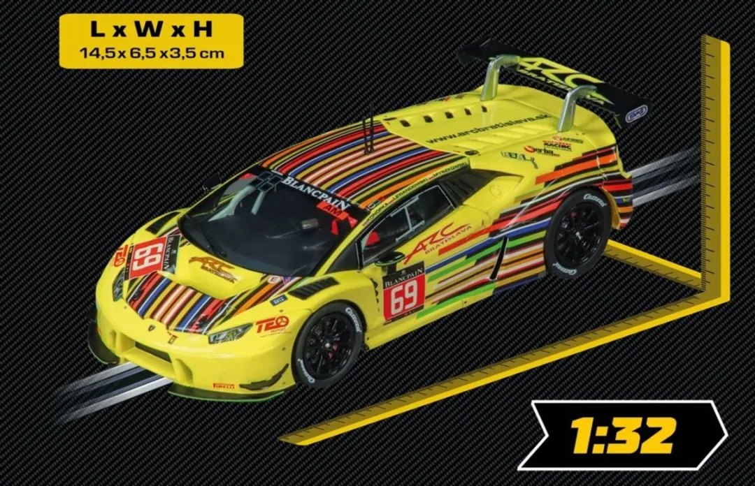Carrera Evolutie Lamborghini Huracán GT3 Raceauto 1:32 - Geel/Zwart - afbeelding 2 van 2