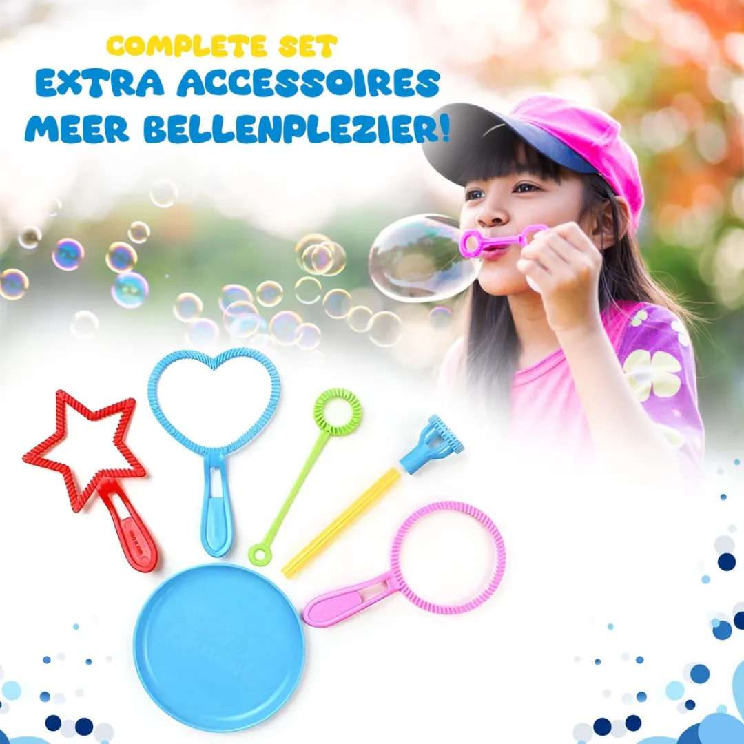 CosmoToys Bellenblaas Pistool – 2 STUKS – Bellenblaasmachines – Speelgoed voor Onderweg - Navulling – Uitdeelcadeaus – met Vloeistof – Blauw en Roze