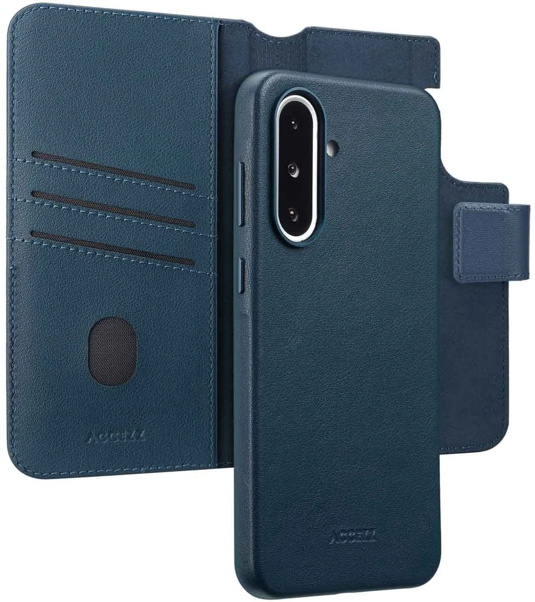 Accezz Leather Bookcase 2-in-1 Hoesje - Samsung Galaxy A36/A56 - 3 Pasjes - Nightfall Blue