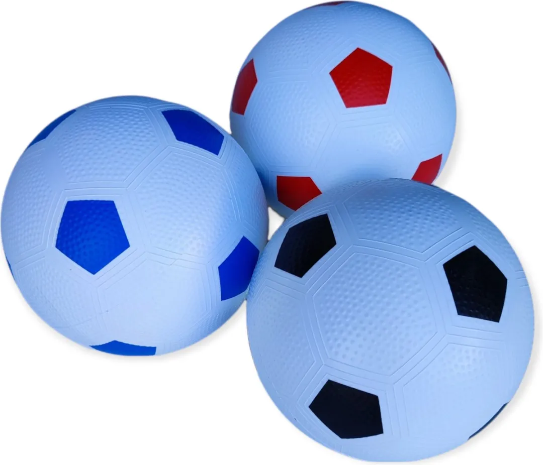 Jobber Toys Voetbal met Pomp - 3 Stuks (Wit/Rood/Blauw/Zwart)