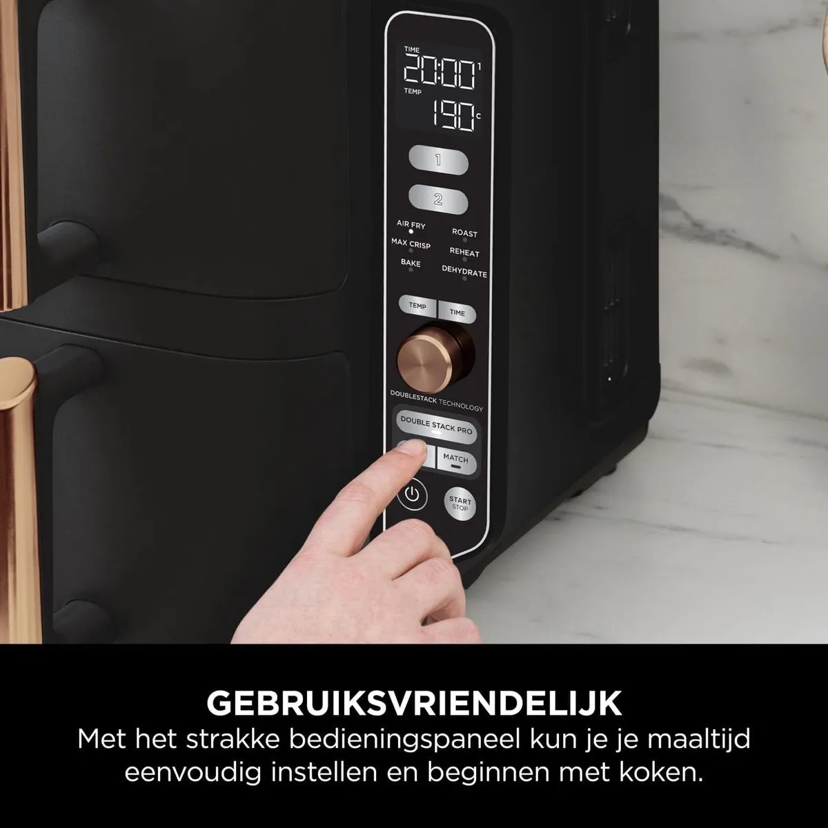 Ninja Double Stack XL SL400EUCP Airfryer 9,5L - 2 Lades - 6 Functies - Zwart/Goud - afbeelding 6 van 6