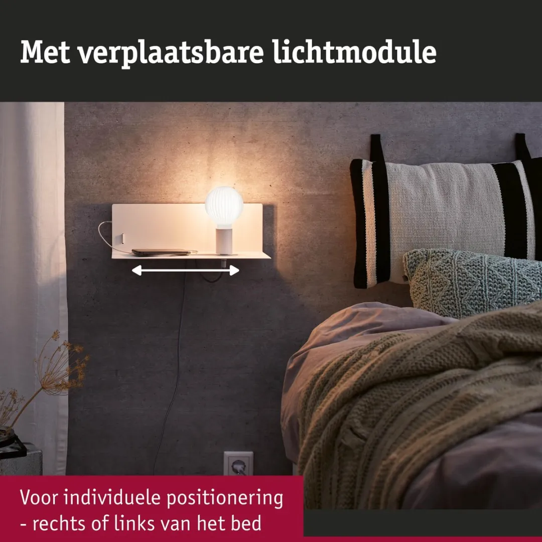Paulmann Devara Wandlamp USB-C E27 400lm 3000K - Wit mat