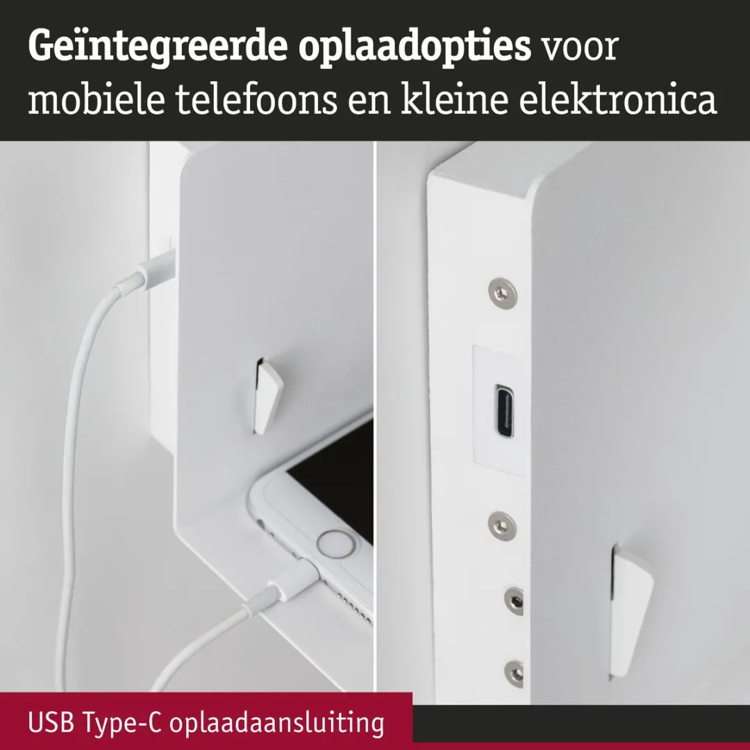 Paulmann Devara Wandlamp USB-C E27 400lm 3000K - Wit mat