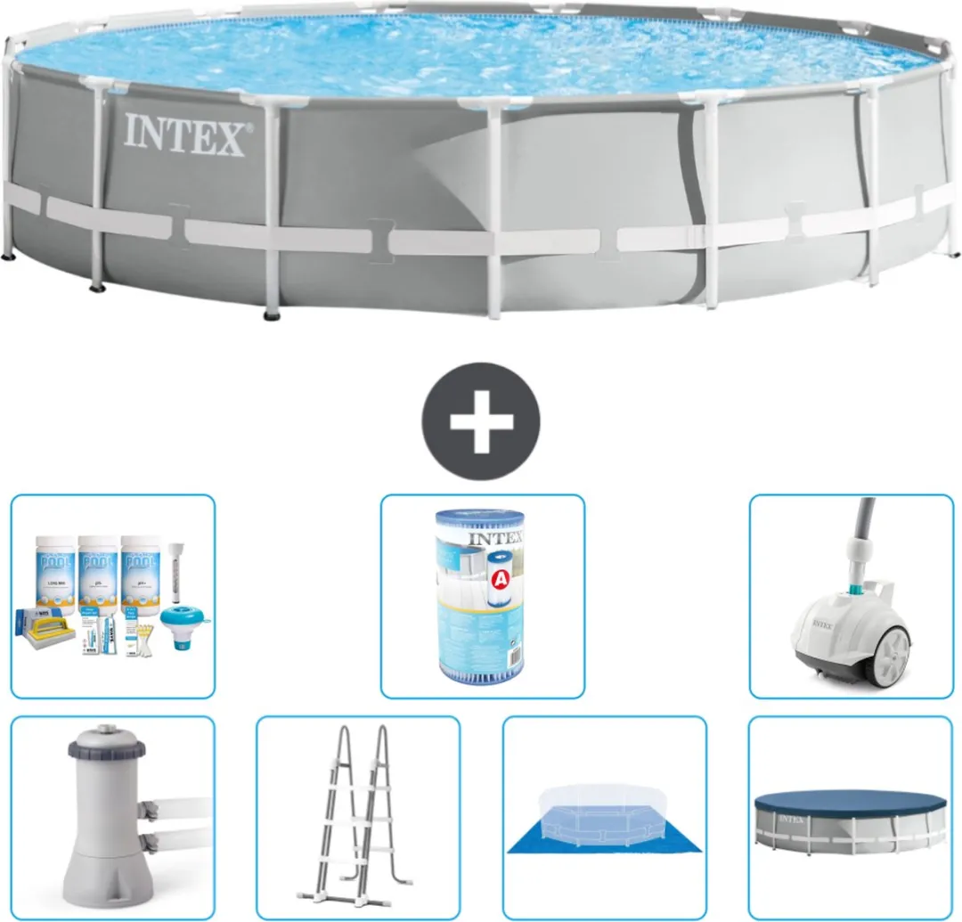 Intex Rond Prism Frame Zwembad 457x107cm - Grijs
