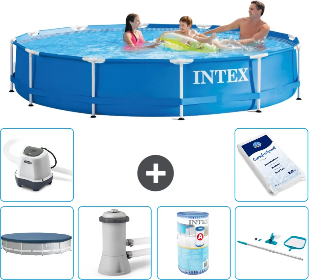 Intex 28210NP-Blauw Rond Frame Zwembad 366x76cm - Blauw
