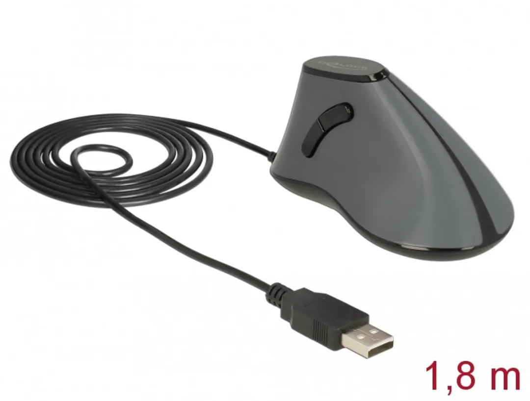 Delock 12527 USB Muis - 5 Knoppen 1200 DPI - Zwart/Grijs