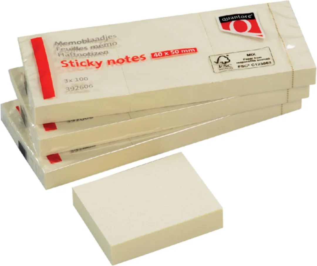 Quantore Memoblok 38x51mm Geel - 120 Stuks