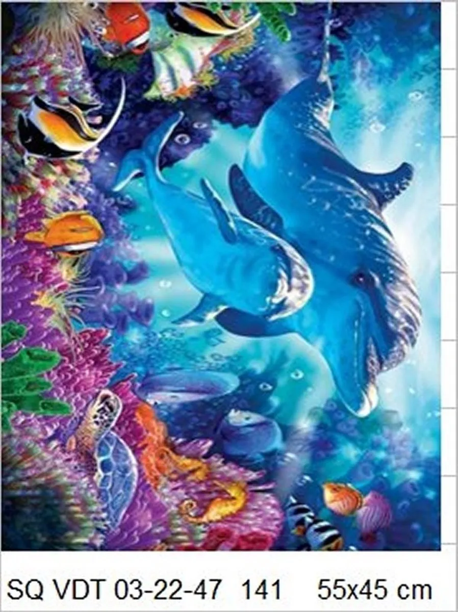 VDTOYS Diamond Painting VDTB141 - Dolphins 2 - 55x45cm