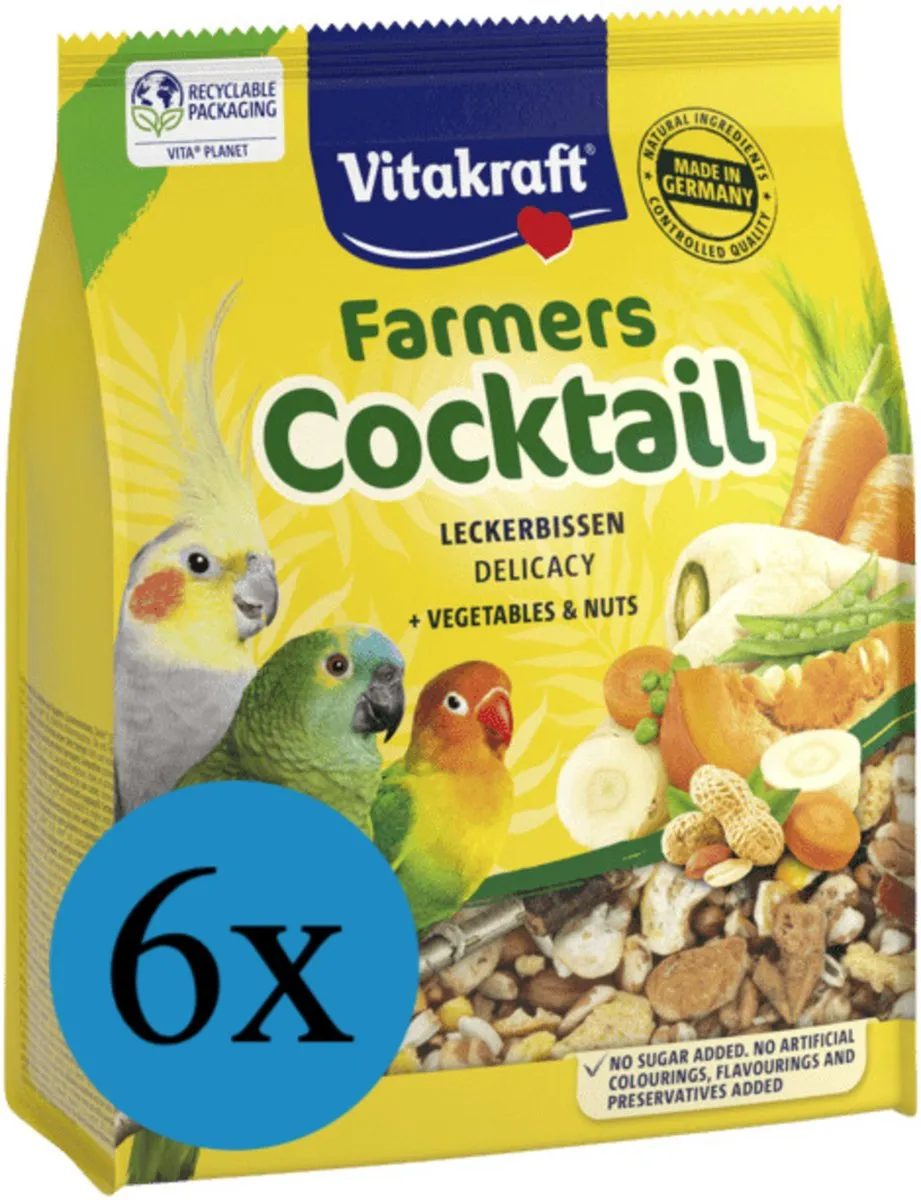 Vitakraft Farmers Cocktail - Voor Grote Parkieten En (Dwerg)Papegaaien - 6 x 250gr
