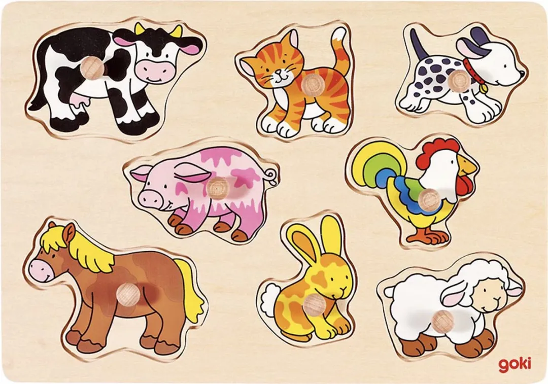 Goki Farm VII Lift-Out Puzzle 8 Stuks - Multi Kleuren