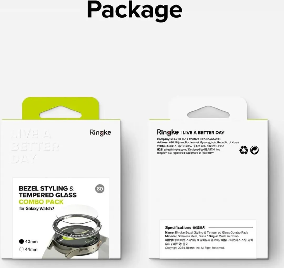 Ringke Bezel Styling + Tempered Glass Samsung Galaxy Watch 7 40mm - Zwart