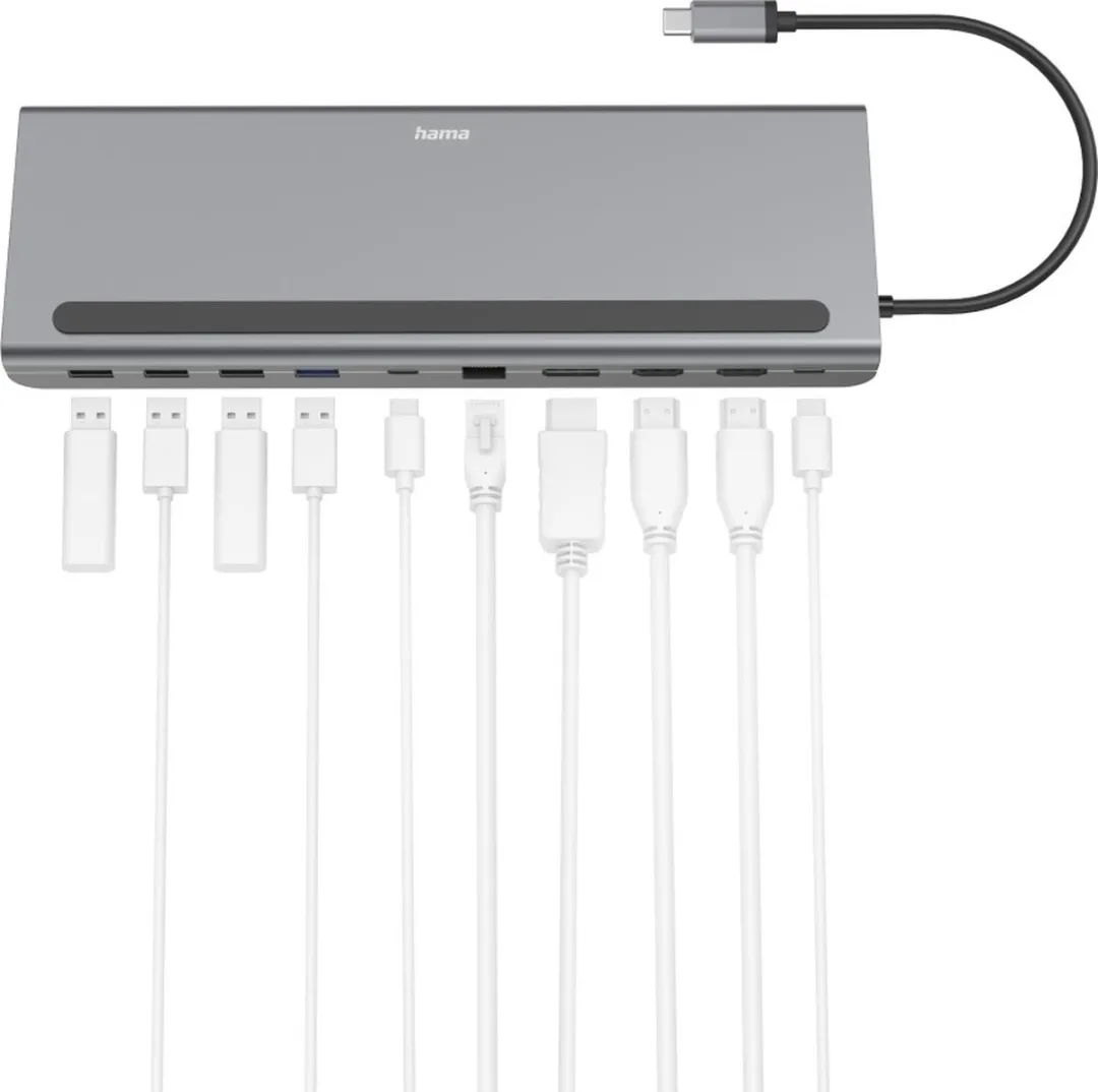 Hama Connect2Office Pro 00200100 USB-C Dockingstation - Grijs - afbeelding 4 van 6
