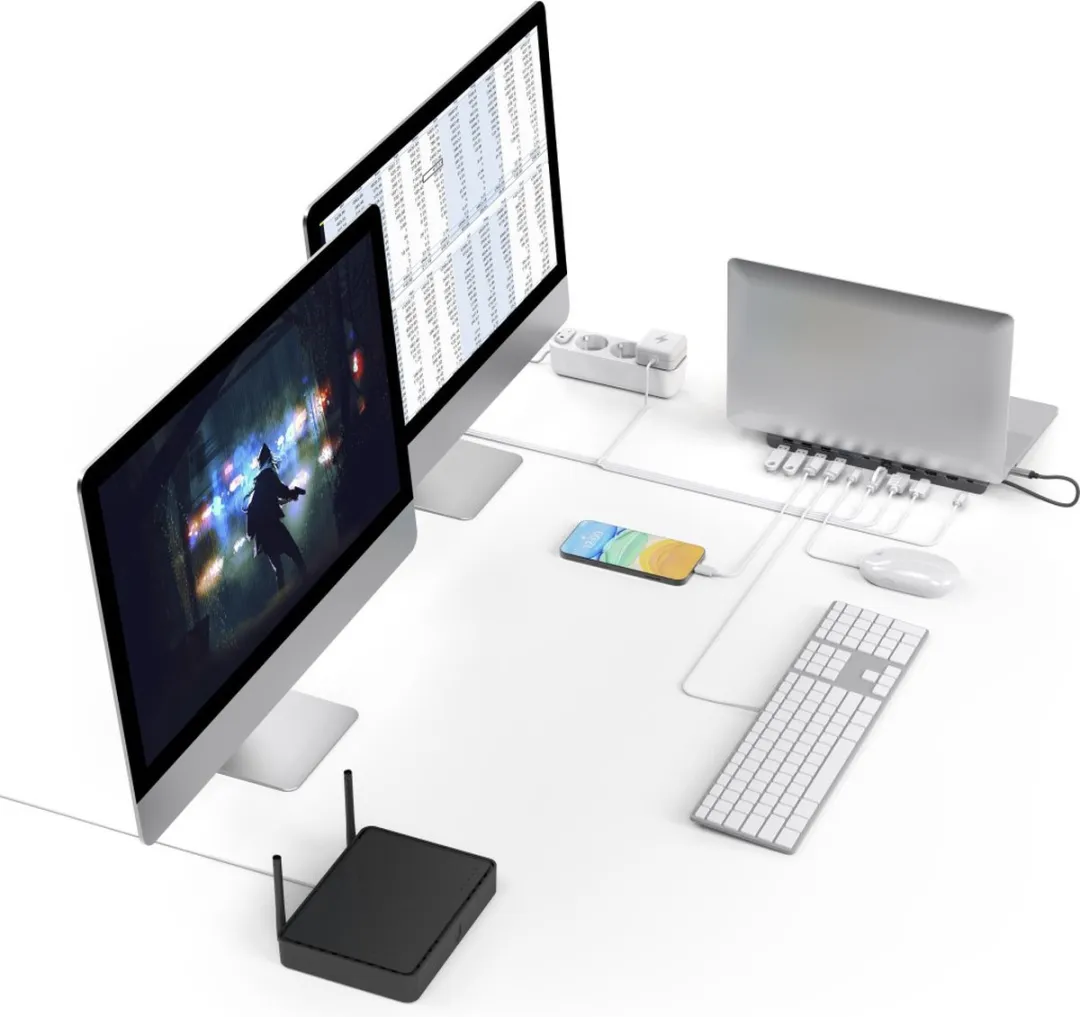 Hama Connect2Office Pro 00200100 USB-C Dockingstation - Grijs - afbeelding 3 van 6