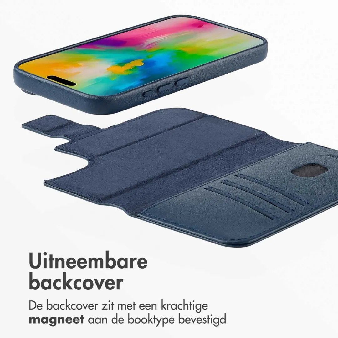 Accezz Hoesje iPhone 16 MagSafe Leather Bookcase - 3 Pasjes - Nightfall Blue