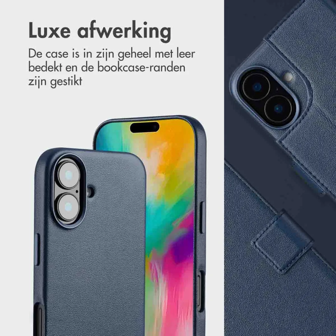 Accezz Hoesje iPhone 16 MagSafe Leather Bookcase - 3 Pasjes - Nightfall Blue