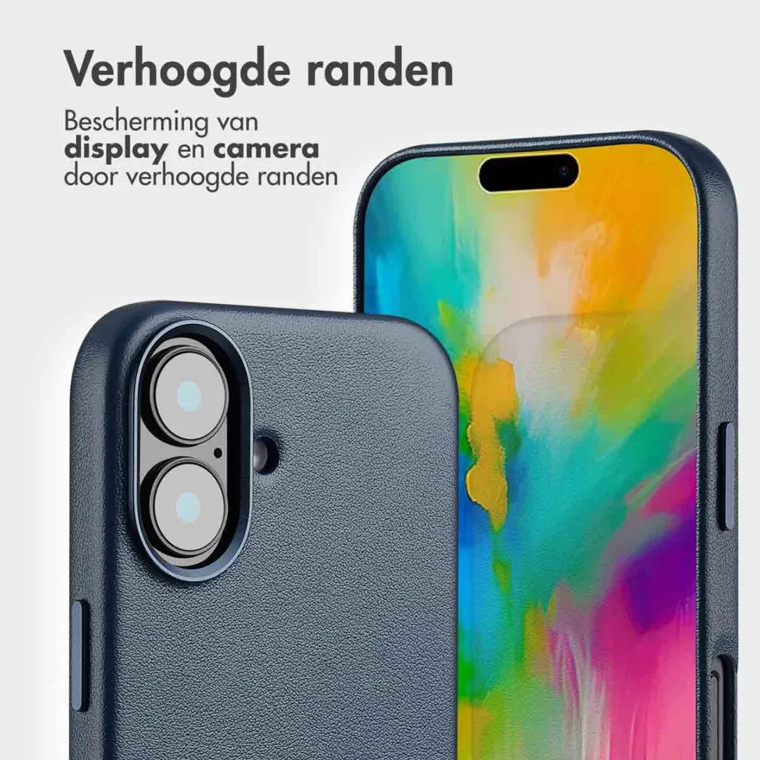 Accezz Hoesje iPhone 16 MagSafe Leather Bookcase - 3 Pasjes - Nightfall Blue