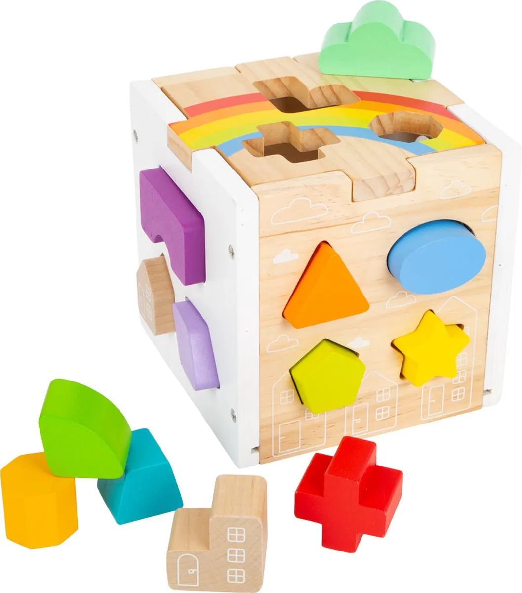 Small Foot Houten Vormenstoof Kubus Regenboog