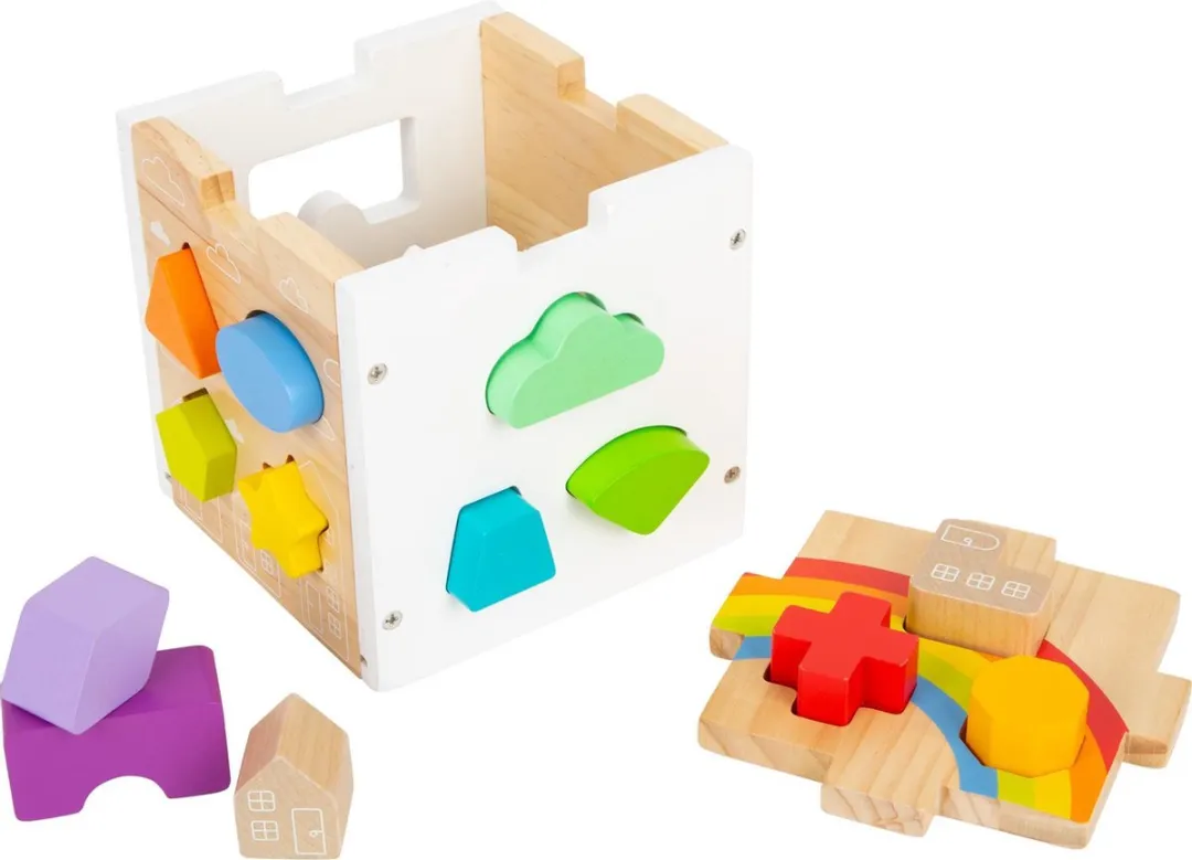 Small Foot Houten Vormenstoof Kubus Regenboog - 11777 - afbeelding 6 van 6
