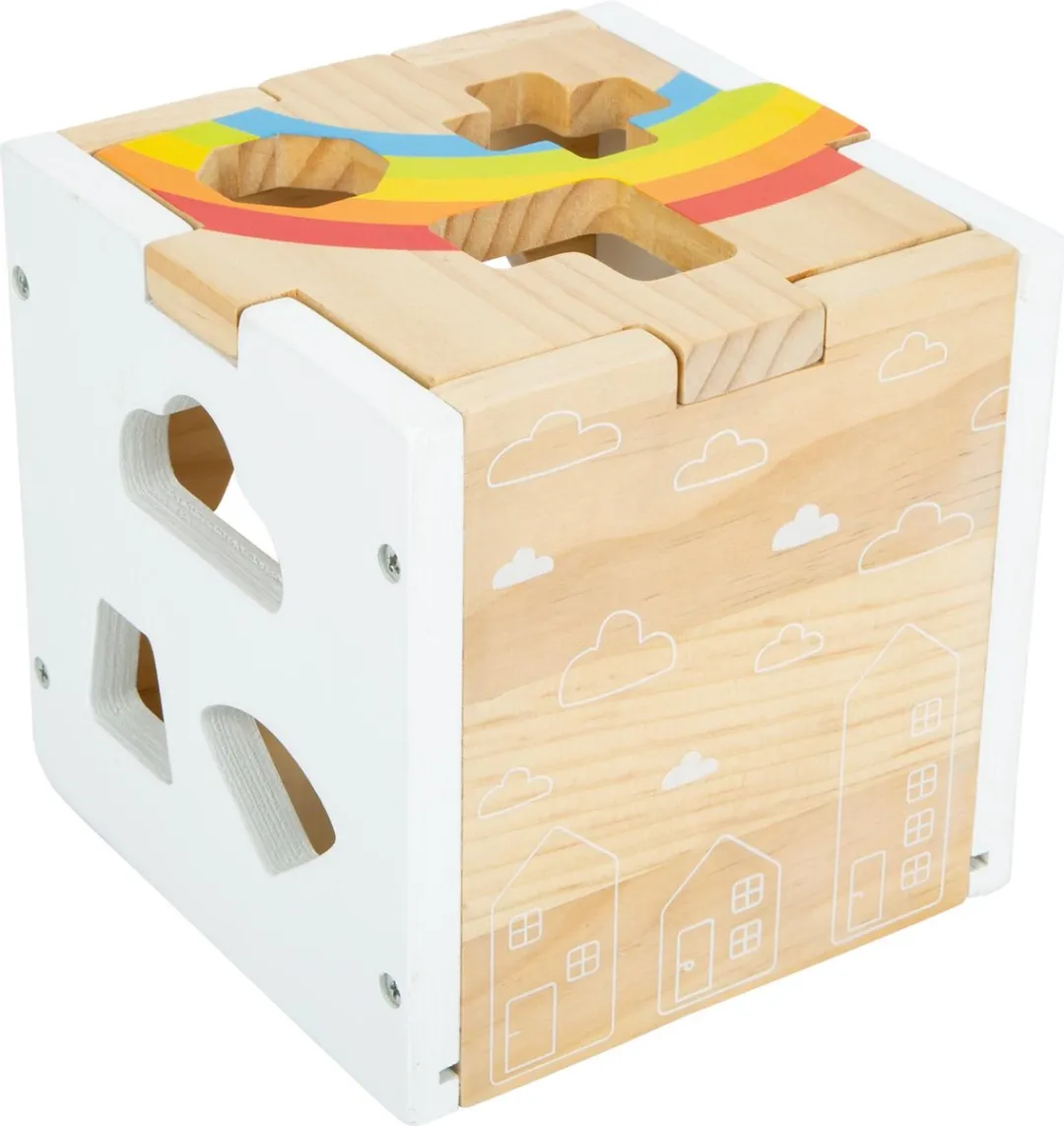 Small Foot Houten Vormenstoof Kubus Regenboog - 11777