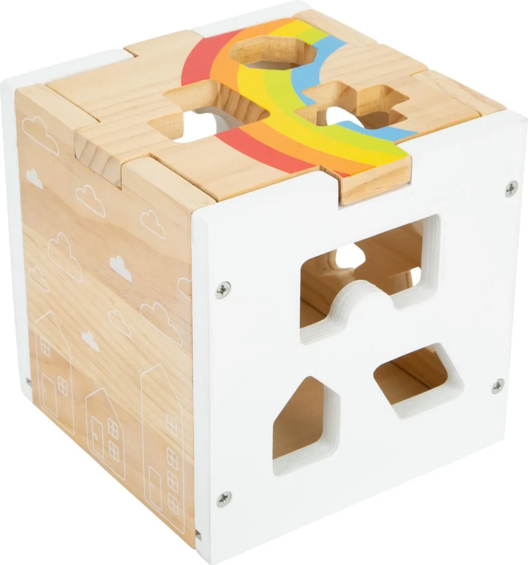 Small Foot Houten Vormenstoof Kubus Regenboog - 11777