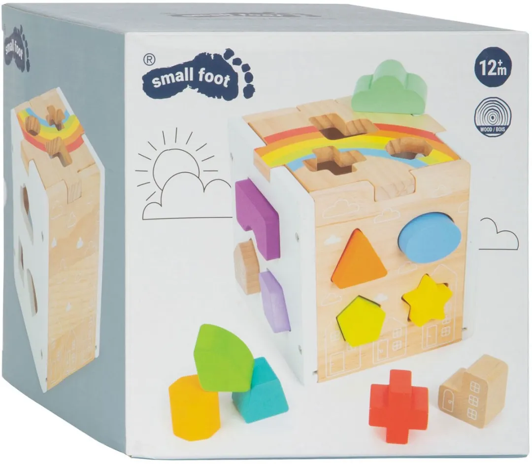 Small Foot Houten Vormenstoof Kubus Regenboog - 11777