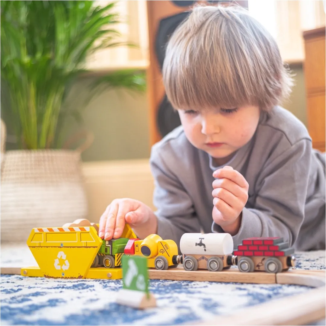 BIGJIGS BJT281 Trein Accessoire Recyclecontainer - Multicolor