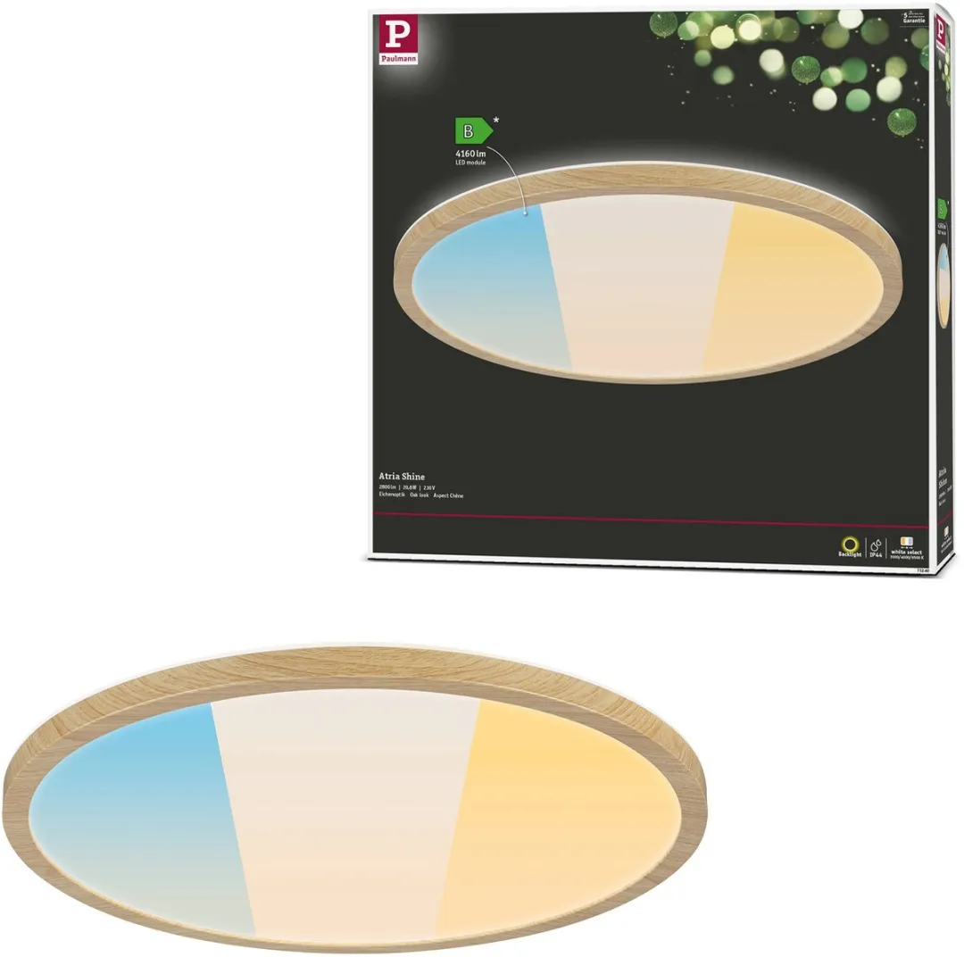 Paulmann Atria Shine LED-paneel 20,8W 2800lm 3000-6500K Houtlook