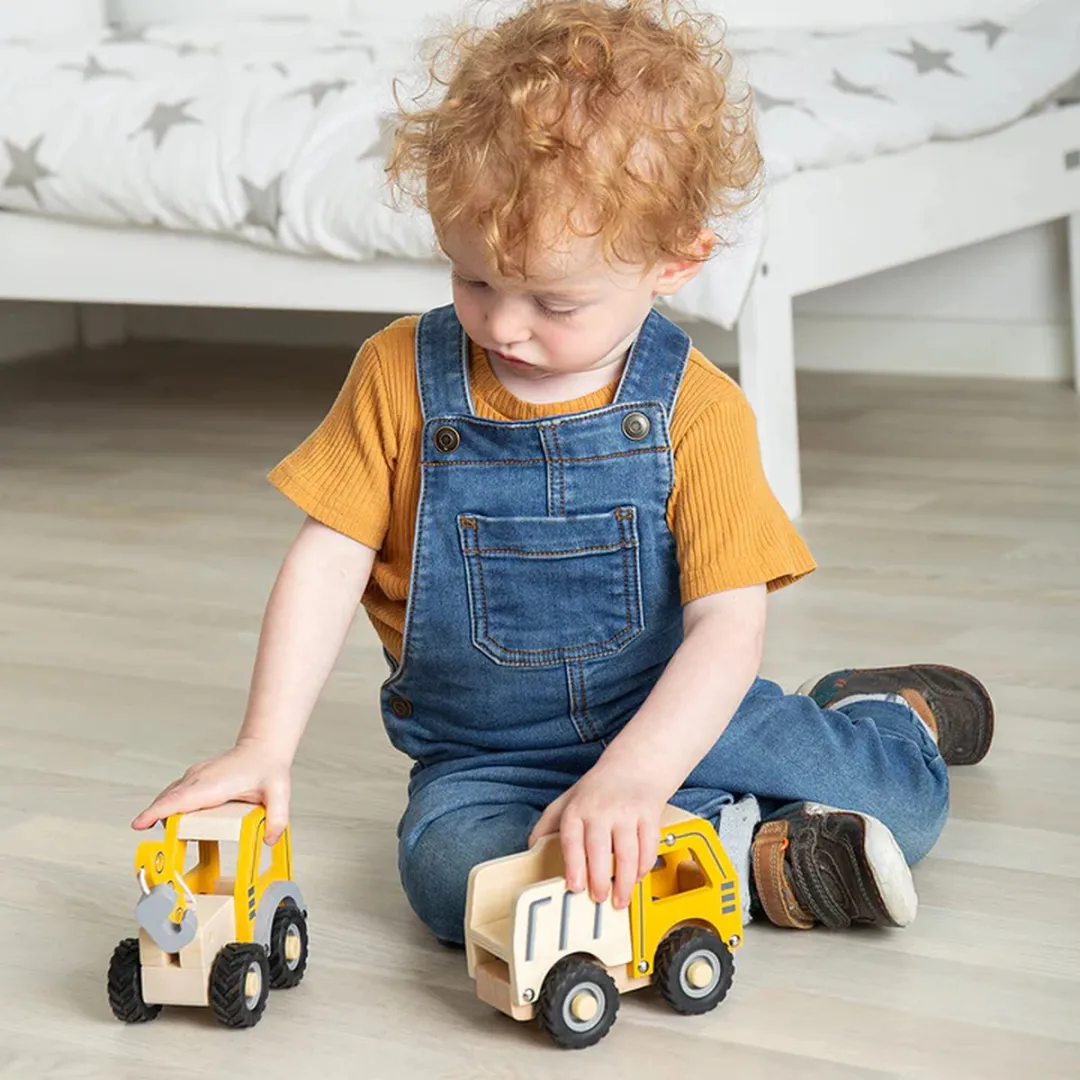 BIGJIGS Auto Hijskraan Kraanwagen 36028 - Geel